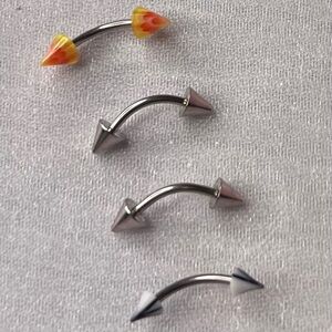Set of Curved Barbell Piercings with Colorful Cones 1 for $5 or 3 for $12